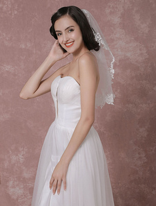 Voile 1 couche en tulle avec dentelle classique