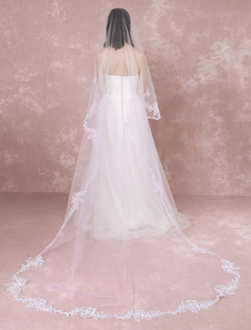 Voile 1 couche en voile de tulle avec dentelle forme de cascade