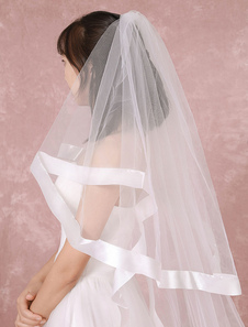 Voile 2 couches en voile de tulle avec ruban forme de cascade