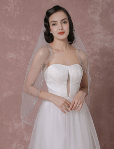 Voile 1 couche en tulle avec perles classique