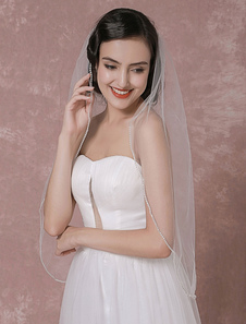 Voile 1 couche en tulle avec perles classique