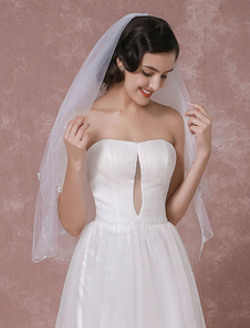 Voile 2 couches en tulle avec perles forme de cascade