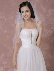 Voile 2 couches en tulle avec perles classique