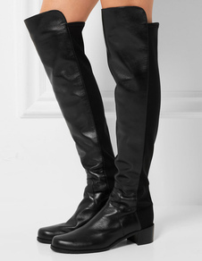 Bottes à talons épais noir unicolore