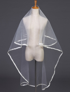 Voile 1 couche en tulle avec ruban forme d'ovale