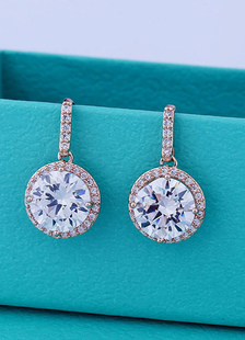 Boucles d'oreilles Goujon de mariage en cuivre argent Cubic Zirconia rond