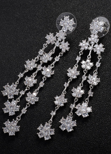 Boucles d'oreilles Boucles d’oreilles pendantes de mariage en cuivre argent Cubic Zirconia