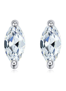 Boucles d'oreilles Goujon de mariage en cuivre argent Cubic Zirconia Taillée Marquise