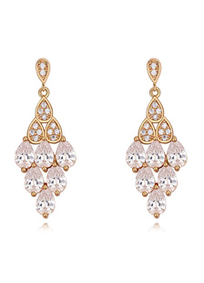 Boucles d'oreilles Boucles d’oreilles pendantes de fête en cuivre argent Cubic Zirconia Taillée Poir