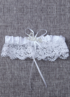 Jarretière strass blanc AMOUR Satin Ruffle mariée jarretière avec arc ruban de mariage en dentelle