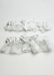 Jarretière de mariée dentelle Satin blanc perles rubans jarretelles Lingerie de mariage