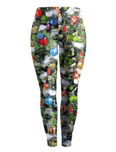 Fabuleux leggings pour femmes verts mode en polyester impression imprimé fleuris