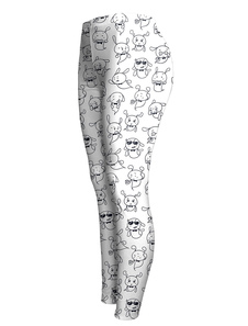 Fabuleux leggings pour femmes blancs casual en polyester imprimé de dessins animés imprimé fleuris