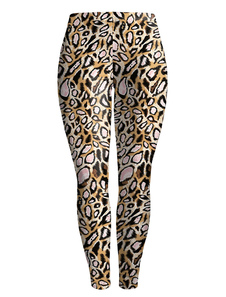 Charmant leggins pour femmes casual en polyester à motif léopard imprimé fleuris