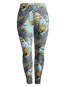 Charmant leggins pour femmes griss casual en polyester impression imprimé fleuris