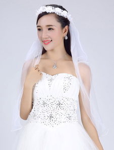 Voile Bandeau 2 couches en tulle avec fleur classique