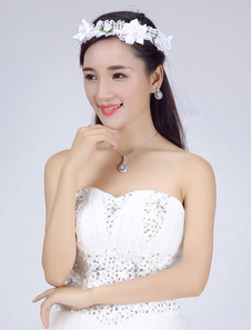 Voile Bandeau 2 couches en tulle avec fleur classique