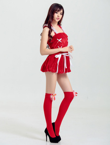 Attrayant costume rouge en polyester bicolore avec lacets