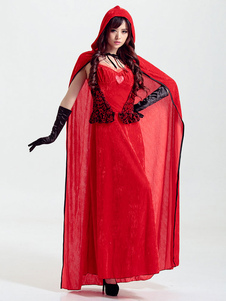 Costume sexy rouge en polyester unicolore avec lacets