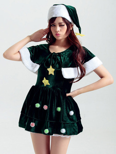 Costume sexy vert en polyester bicolore