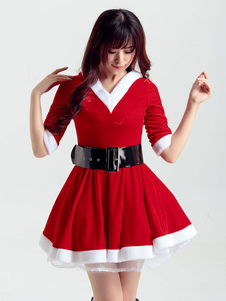 Costume séduisant en polyester bicolore avec lacets plissé