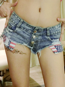 Club des femmes pantalons Short en Jean Drapeau bleu Design