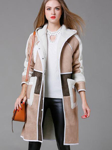 Énigmatique manteau en suédé bicolore avec poches vêtements journaliers thermique à capuche