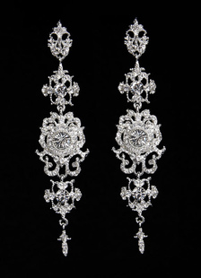 Boucles d'oreilles Cerceau fête prénuptiale de rhinestone argent rhinestone rond