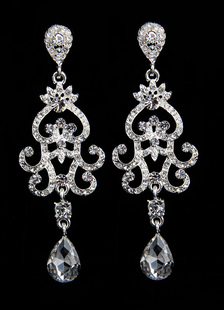 Boucles d'oreilles Cerceau de bal de rhinestone argent rhinestone rond