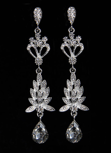 Boucles d'oreilles Cerceau fête prénuptiale de rhinestone argent rhinestone rond