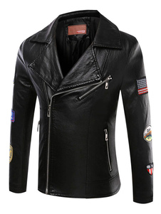 Veste homme en PU imprimé lettres col à revers