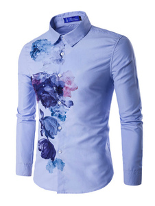 Chemise en coton imprimé fleuri manches longues