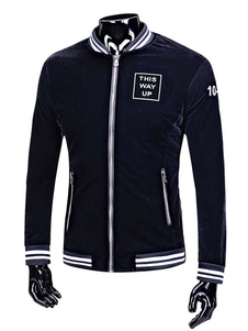 Blouson beau synthétique imprimé lettres avec zip