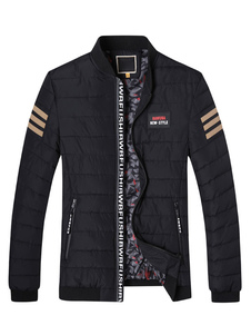 Manteau d’hiver matelassé noir Stripe détail Puffer veste