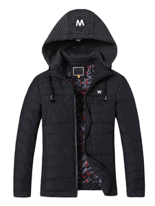 Puffer matelassé Drawstring Hooded manteau rembourré manteau masculin pour l’hiver