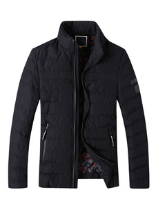 Noir matelassé fermeture éclair veste masculine Puffer manteau d’hiver