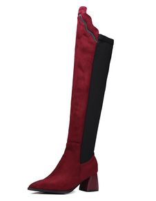 Bottes femme à talons bobines en micro daim bicolore