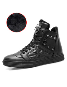 Populaires bottes homme en PU unicolore avec rivet