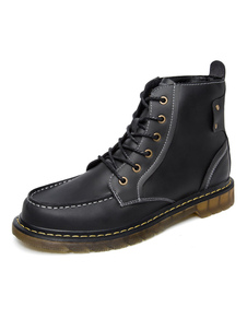Boots pratiques homme en PU unicolore avec lacets