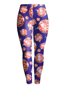 Fascinants leggings féminins casual en polyester rouges impression imprimé fleuris