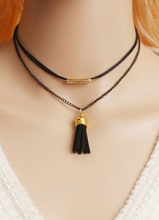 Unique collier métallique gothique avec frange