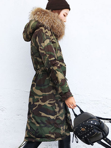 Adorable manteau en coton mélangé unicolore avec cordon convenable à capuche