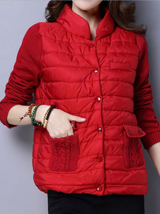 Magnétique manteau en polyester unicolore avec poches convenable col montant