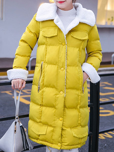 Beau manteau femme en polyester bicolore avec zip surdimensionné col à revers