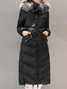 Charmant manteau en polyester bicolore avec zip convenable à capuche