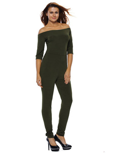 Attrayante combinaison féminine sexy olive unicolore de club