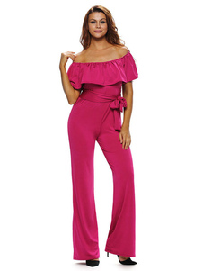 Populaire combinaison féminine sexy unicolore à volants de club