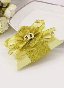 Wedding Favor boîtes Glitter jaune bagues ruban Bow petit cadeau Box