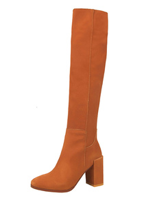 Bottes à talons épais en nubuck unicolore