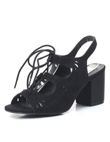 Sandales en vogue unicolore creusé à bout ouvert